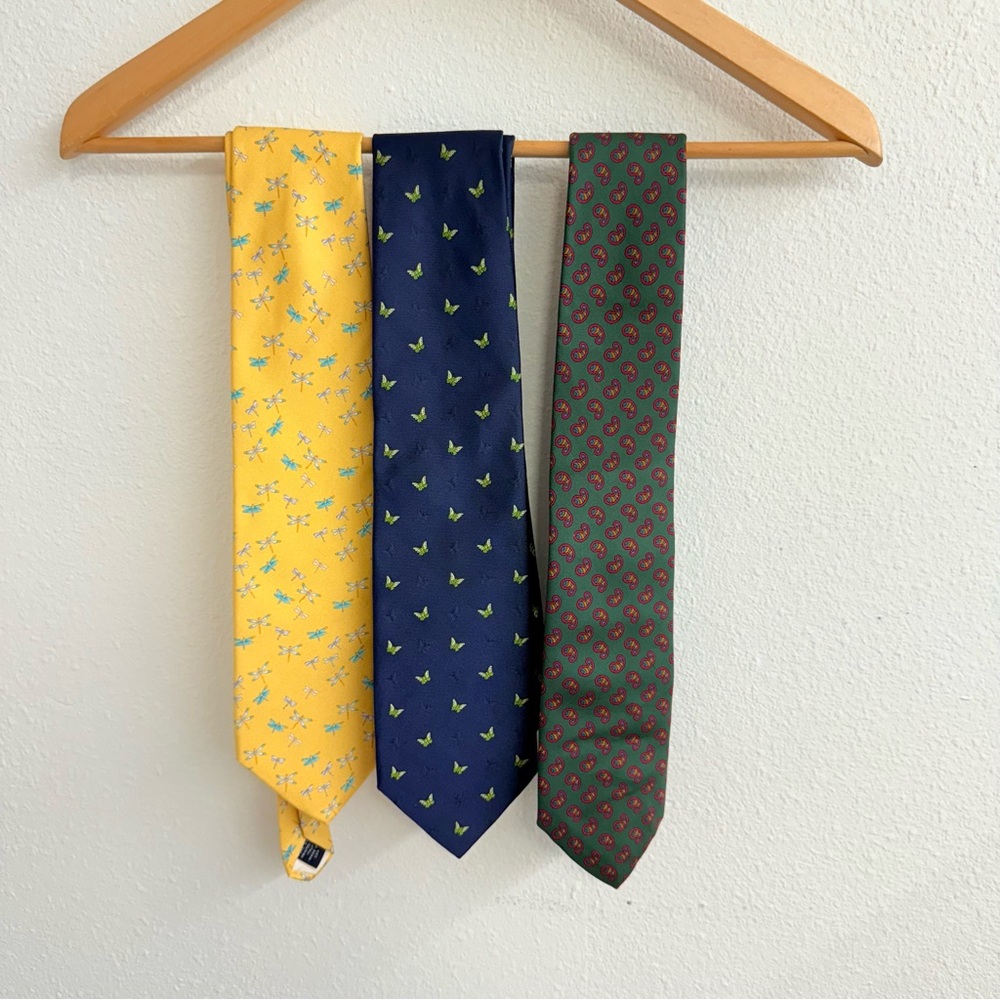 Brooks Brothers Yellow, Navy, and Green Tie Trio